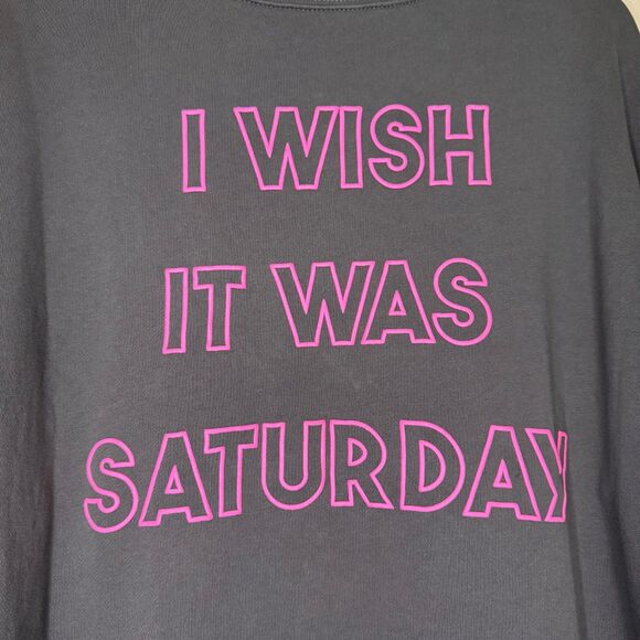 NEW WILDFOX women's size large L I Wish it was Saturday graphic sweatshirt top - Picture 4 of 9